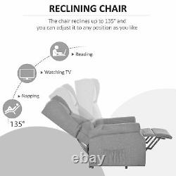 HOMCOM Electric Rise Linen Fabric Recliner Armchair Power with Remote Control Grey