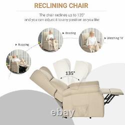 HOMCOM Electric Rise Linen Fabric Recliner Armchair Power withRemote Control White