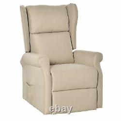 HOMCOM Electric Rise Linen Fabric Recliner Armchair Power withRemote Control White