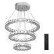 Homcom Led Dimmable Chandelier With 3 Crystal Rings Flexible Cable Silver