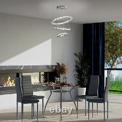 HOMCOM LED Dimmable Chandelier with 3 Crystal Rings Flexible Cable Silver