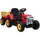 Homcom Ride On Tractor With Detachable Trailer, Remote Control, Music Red