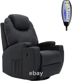 Heating 8-Point Massage Recliner Chair Sofa Rotating + Remote Control Cup Holder