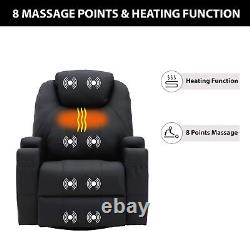 Heating 8-Point Massage Recliner Chair Sofa Rotating + Remote Control Cup Holder
