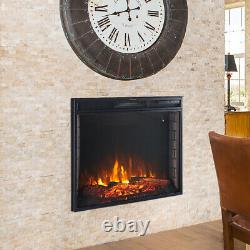 Home 24'' Electric Fireplace Wall/Inset 7 LED Fire Flame Heater Remote Control