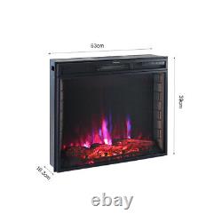 Home 24'' Electric Fireplace Wall/Inset 7 LED Fire Flame Heater Remote Control