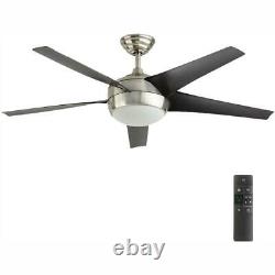 Home Decorators Windward IV 52 in. LED Indoor B. Nickel Ceiling Fan withLight&Remot