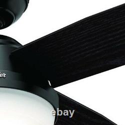 Hunter 52 Contemporary Ceiling Fan in Matte Black with LED Light and Remote