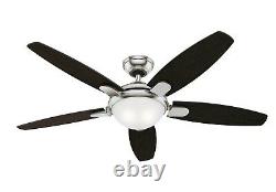 Hunter 54 in. Contemporary Ceiling Fan in Brushed Nickel with LED Light & Remote