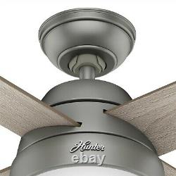Hunter Fan 52 in Contemporary Matte Silver Indoor Ceiling Fan w Light and Remote