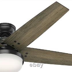 Hunter Fan 52 in Indoor Contemporary Matte Black Ceiling Fan w Light and Remote