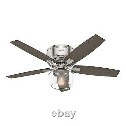 Hunter Fan 52 in. Low Profile Brushed Nickel Ceiling Fan with LED Light Kit