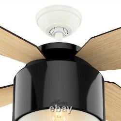 Hunter Fan 52 in. Modern Gloss Black Ceiling Fan with LED Light & Remote Control