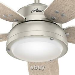 Hunter Fan 52 inch Modern Matte Nickel Indoor/Outdoor Ceiling Fan with Light Kit