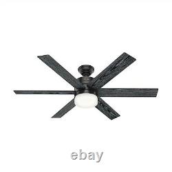 Hunter Fan 54 in Casual Matte Black Indoor Ceiling Fan with Light Kit and Remote