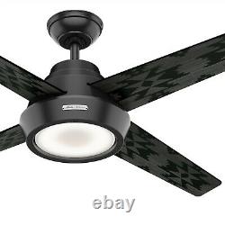 Hunter Fan 54 in Contemporary Matte Black Indoor Ceiling Fan w Light and Remote