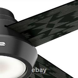 Hunter Fan 54 in Contemporary Matte Black Indoor Ceiling Fan w Light and Remote