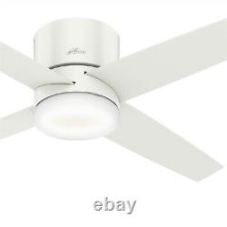 Hunter Fan 54 inch Low Profile Fresh White Ceiling Fan with Light Kit and Remote