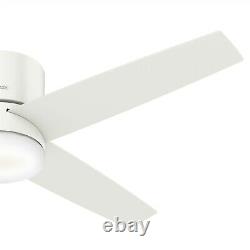 Hunter Fan 54 inch Low Profile Fresh White Ceiling Fan with Light Kit and Remote