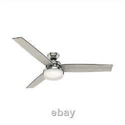 Hunter Fan 60 inch Casual Brushed Nickel Ceiling Fan with Light & Remote Control