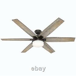 Hunter Fan 64 inch Nobel Bronze Ceiling Fan with Light Kit and Remote, 6 Blades