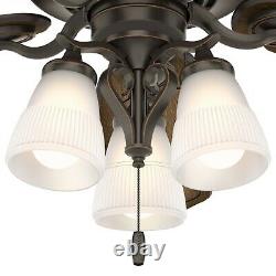 Hunter Traditional 54 inch Ceiling Fan in Onyx Bengal with 3 LED Lights