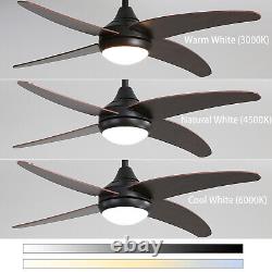 Industrial Wooden Blades Ceiling Fan With Light 3 Colour LED Lamp/Remote Control