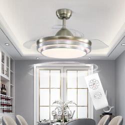 Invisible Blade Ceiling Fan Remote Control Chandelier Ceiling Light 3 Colour LED