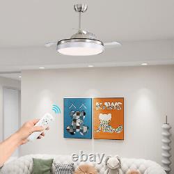 KPUY 42 LED Ceiling Fan 3 Color Light 3 Invisible Blades Remote Control 6 Speed