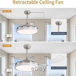 KPUY 42 LED Ceiling Fan 3 Color Light 3 Invisible Blades Remote Control 6 Speed