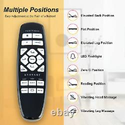 King Bed Base w Massage LED Lighting and Remote Control for King Size Mattresses