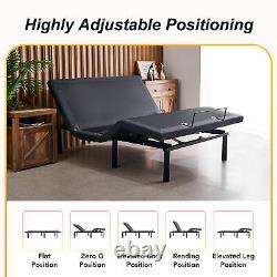 King Bed Frame Electric King Bed Base w Remote Control Incline Massage LED & USB