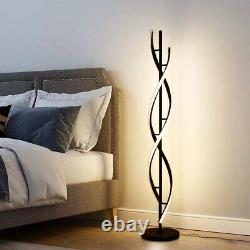 LED Dimmable Floor Lamp Remote Control Standing Lamp 30W Black Spiral Design