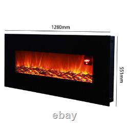 LED Flame Effect Lamp Wall Mounted Electric Fireplace Warmer with Remote Control