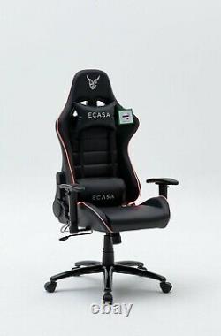 LED Light PU Leather RGB Ergonomic Gaming Office Racing Chair with Back Pillows