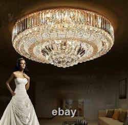 LED Remote Control S Gold K9 Crystal Ceiling Light Pendant Lamp Chandeliers 6004