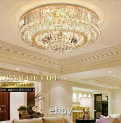 LED Remote Control S Gold K9 Crystal Ceiling Light Pendant Lamp Chandeliers 6004