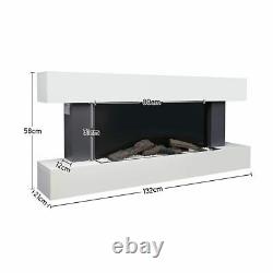 Large Fireplace and Surround Wall Mounted Electric LED Fire Suite Modern Heater