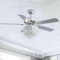 Luxury Crystal 52 Inch Ceiling Fan Light 5 Blades Chandelier Lamp Remote Control