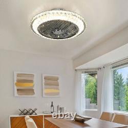 Luxury Crystal Shade Ceiling Fan Light LED Chandelier Lamp APP Remote Control UK