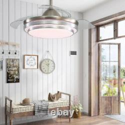 Modern 42 LED Retractable Ceiling Fan Light Dimmable Blade Lamp Remote Control