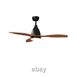 Modern 48'' Ceiling Fan With LED Light Remote Control Timer 5 Speed Black&Wooden