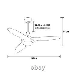 Modern 52 inch Gloss White Ceiling Fan With Light Remote Control Timer 5 Speed