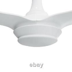 Modern 52 inch Gloss White Ceiling Fan With Light Remote Control Timer 5 Speed