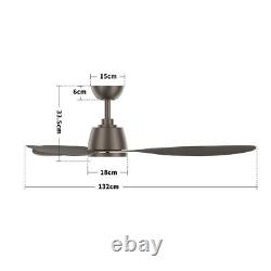 Modern 52inch Ceiling Fan Light 3 ABS Blades with Remote Control 6 Speed Setting