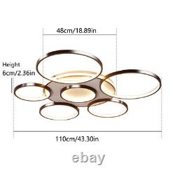 Modern 7 Rings Ceiling Light Dimmable LED Chandelier Lamp Fixture Remote Control