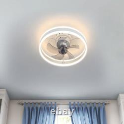 Modern Ceiling Fan Light Chandelier LED Lamp Bluetooth Dimmable Flower Lights UK