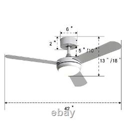Modern Ceiling Fan Light with Remote Control LED Lamp Tricolor Bedroom Office UK
