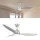 Modern Ceiling Fan With Led Light 52 Inch Silver Remote Control 6 Speed Setting