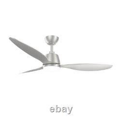 Modern Ceiling Fan with LED Light 52 Inch Silver Remote Control 6 Speed Setting